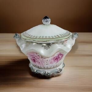 Antique Hand Painted Nippon Porcelain Trinket/ Lidded Bowl- Mint Late1890s-1900s